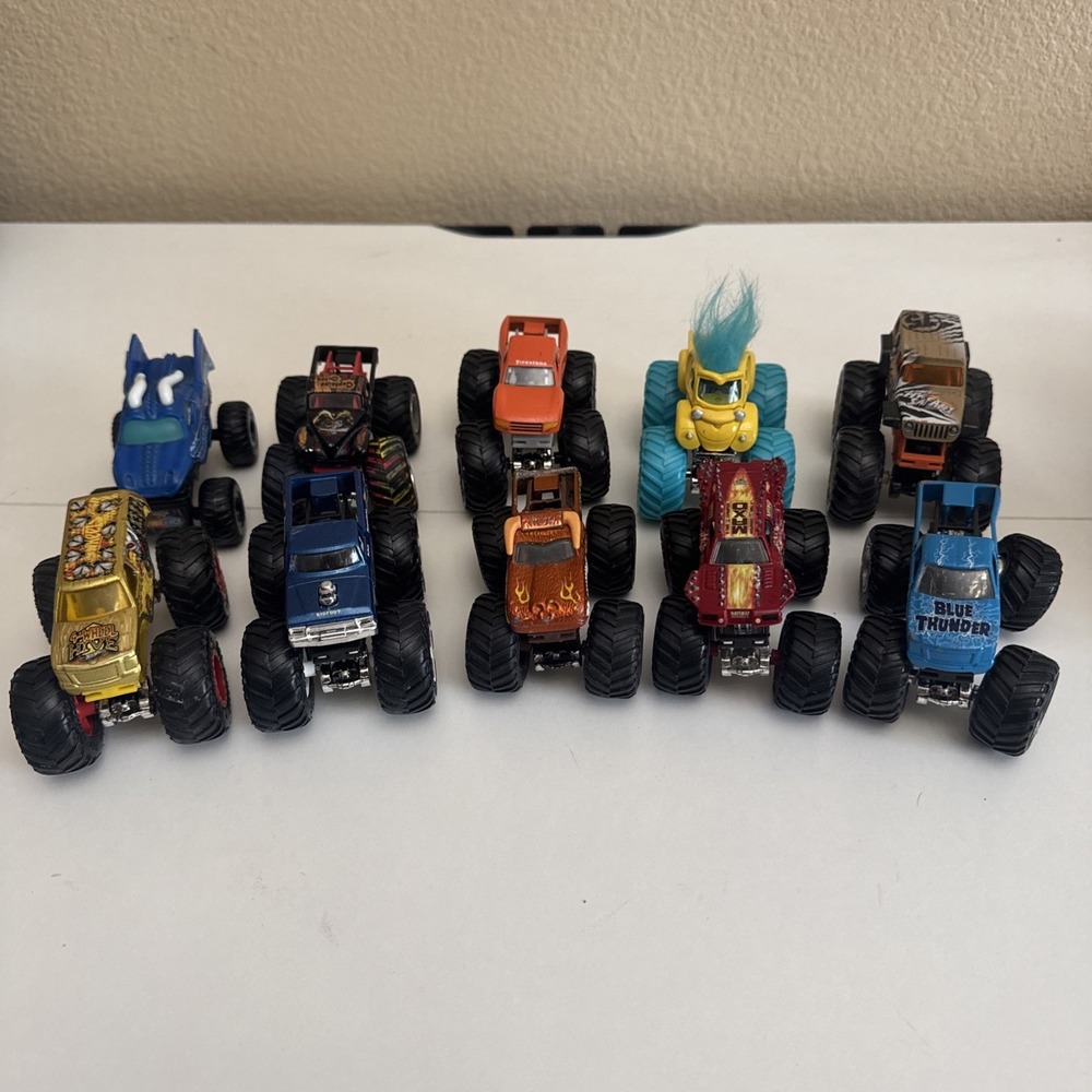 LOT of 10 Hot Wheels & Other Die Cast Monster Jam Monster Trucks 1:64 Scale
